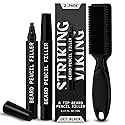 Striking Viking Beard Pencil Filler for Men - Pack of 2, Jet Black - Waterproof Long-Lasting Beard Pen - 4-Pronged Tip for Gap Repair & Barber Pencil