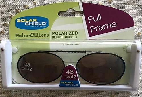 48 Oval 2 Solar Shield Polarized Gray Lenses Full Frame Clip-on Sunglasses