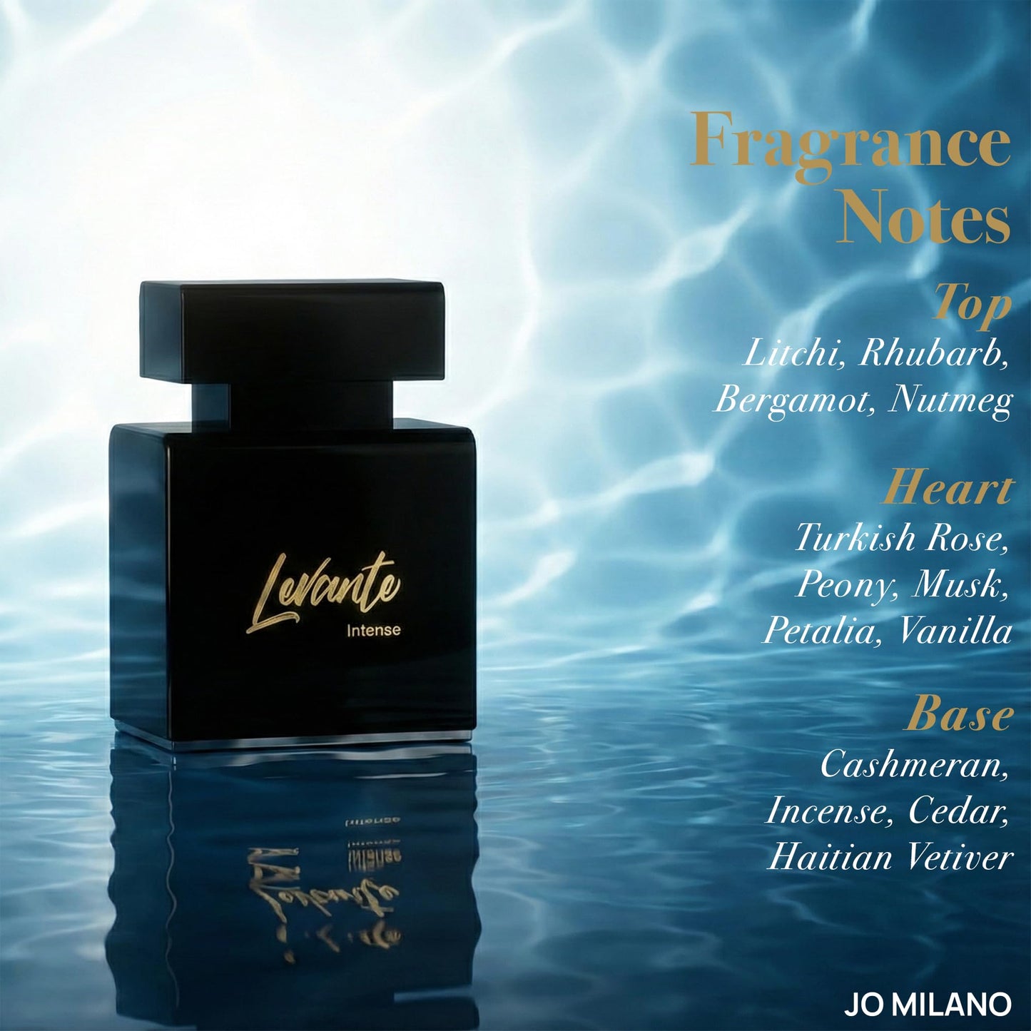 Jo Milano Levante Intense Eau De Parfum Spray | 3.4 oz (100ml) | Fresh, Oud, Amber, Patchouli, Citrus Scent | Long Lasting Fragrance for Men