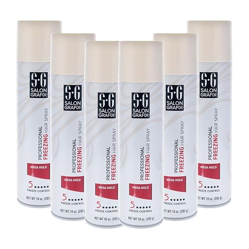 Salon Grafix Freezing Hair Spray Mega Hold - Quick-Drying Hairspray for Women and Men - Volumizing Formula - Professional Quality Results - 6 pc