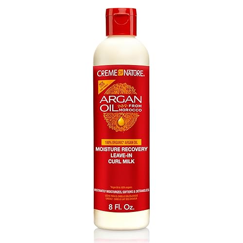 Creme of Nature Moisture Recovery Leave-In Curl Milk, Lightweight Daily Moisturizer, Detangles and Adds Shine, With Argan Oil from Morocco, 8 oz