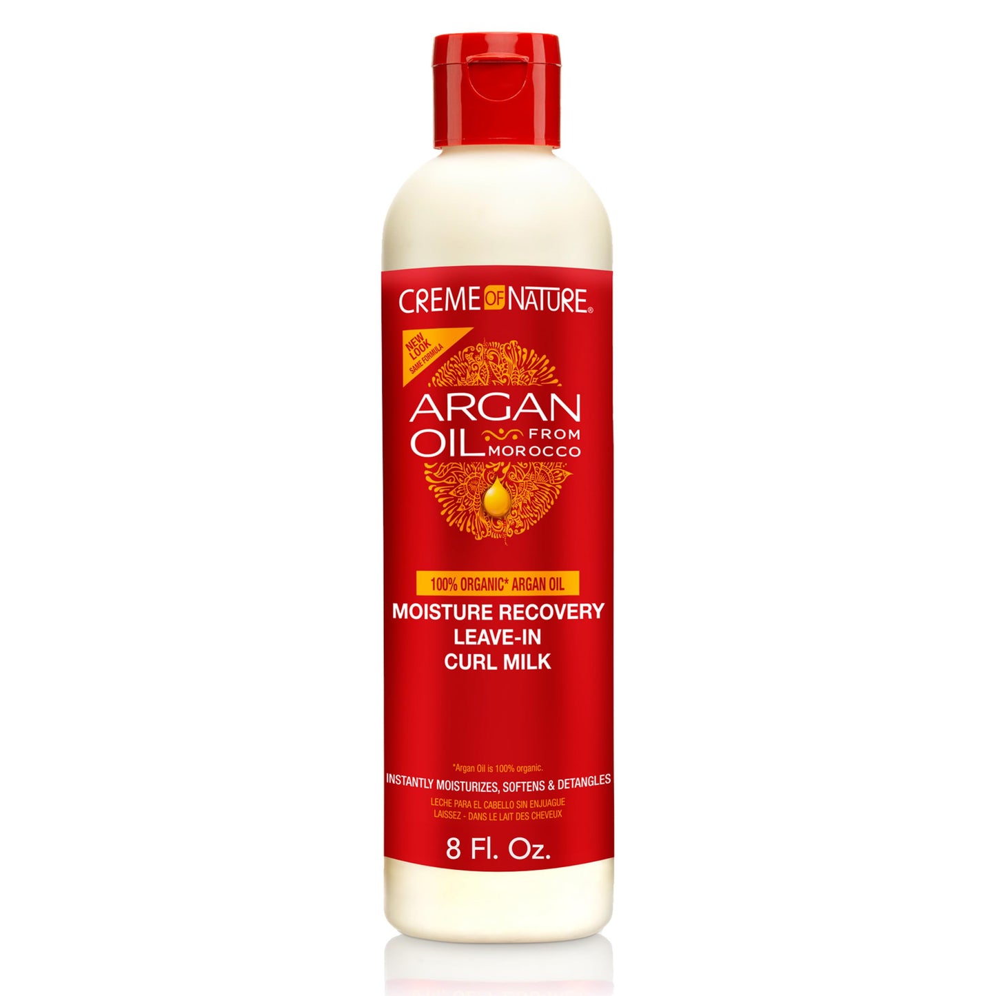Creme of Nature Moisture Recovery Leave-In Curl Milk, Lightweight Daily Moisturizer, Detangles and Adds Shine, With Argan Oil from Morocco, 8 oz