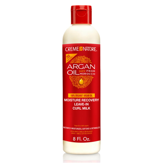Creme of Nature Moisture Recovery Leave-In Curl Milk, Lightweight Daily Moisturizer, Detangles and Adds Shine, With Argan Oil from Morocco, 8 oz