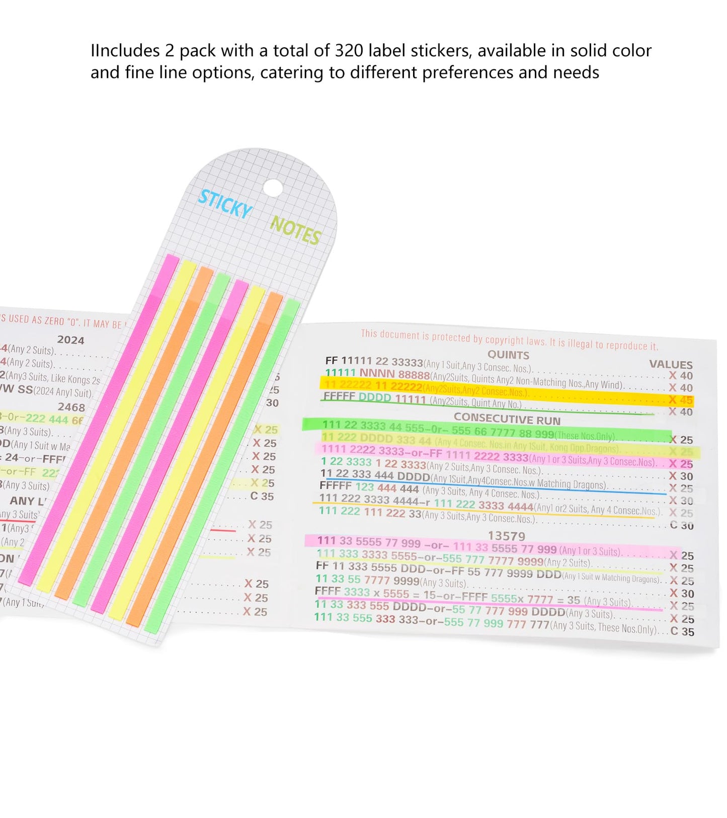 Zynoro Transparent Mahjong Line Finder Notes, for Players, Beginner Rule Reader & Strategy Assistant,No Adhesive Residue and Bright Writable…