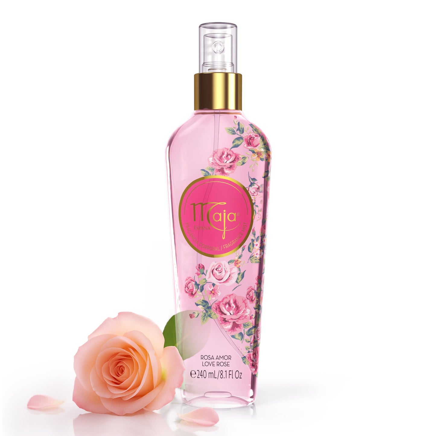 Maja Love Rose Body Spray for Women Light & Refreshing Mist with Rose and Fruity Notes, Long-Lasting Feminine Fragrance, Gentle on Skin, Classic