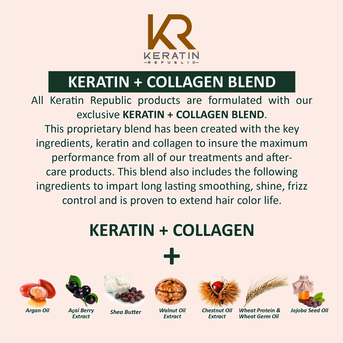 Keratin Republic Anti-Frizz Shampoo & Conditioner Duo | Keratin + Collagen | Sulfate, Salt & Paraben Free | Color Safe | Açaí Berry & Argan Oil | Gift