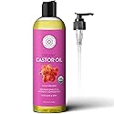 Pure Body Naturals Castor Oil for Face, Hair Growth, Skin, and Body - Cold Pressed Organic Castor Oil Aceite De Ricino Hexane Free Unrefined - 16 fl