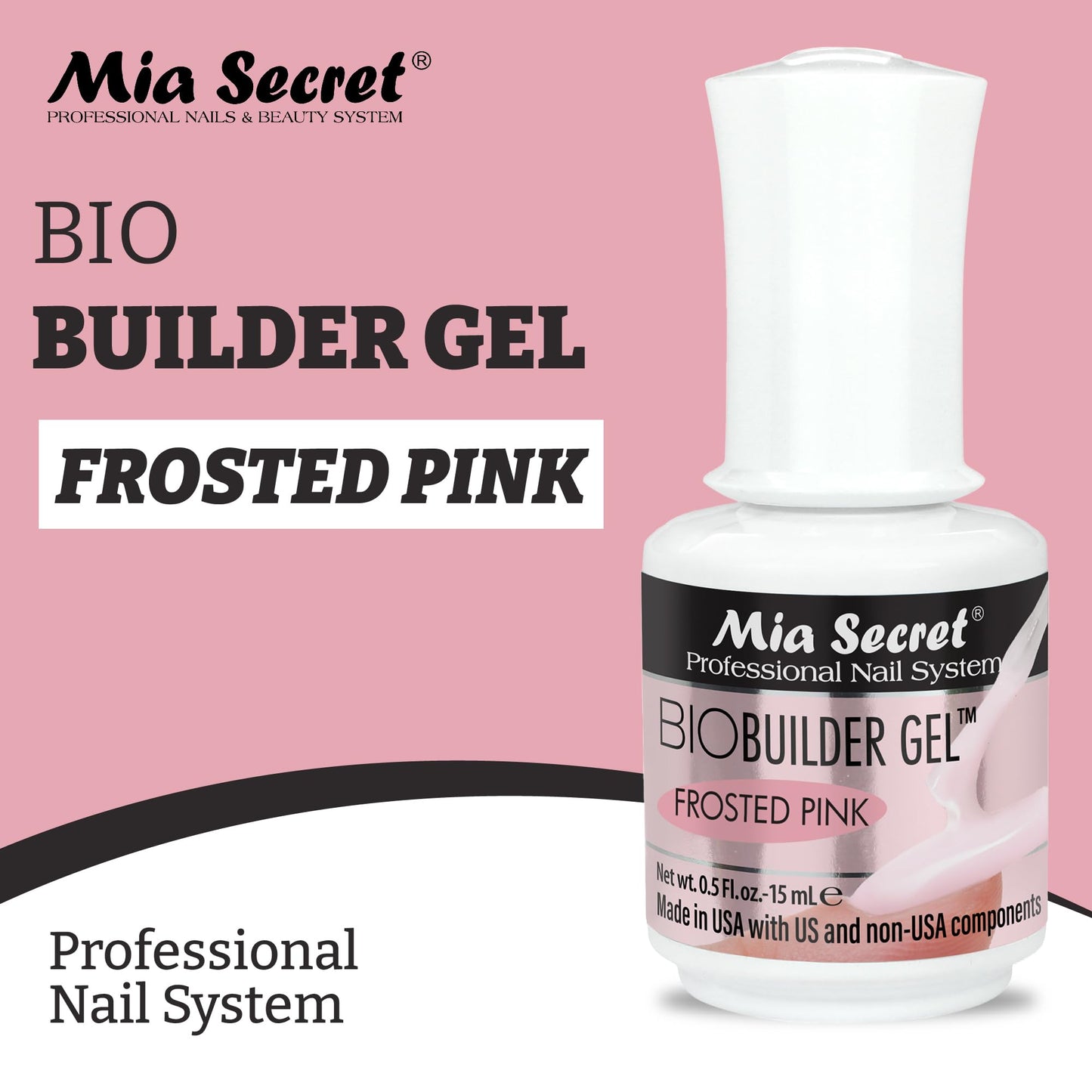 Frosted Pink BioBuilder Gel - Structuring Gel in a bottle for nail extensions by Mia Secret Beauty & Personal Care Mia Secret
