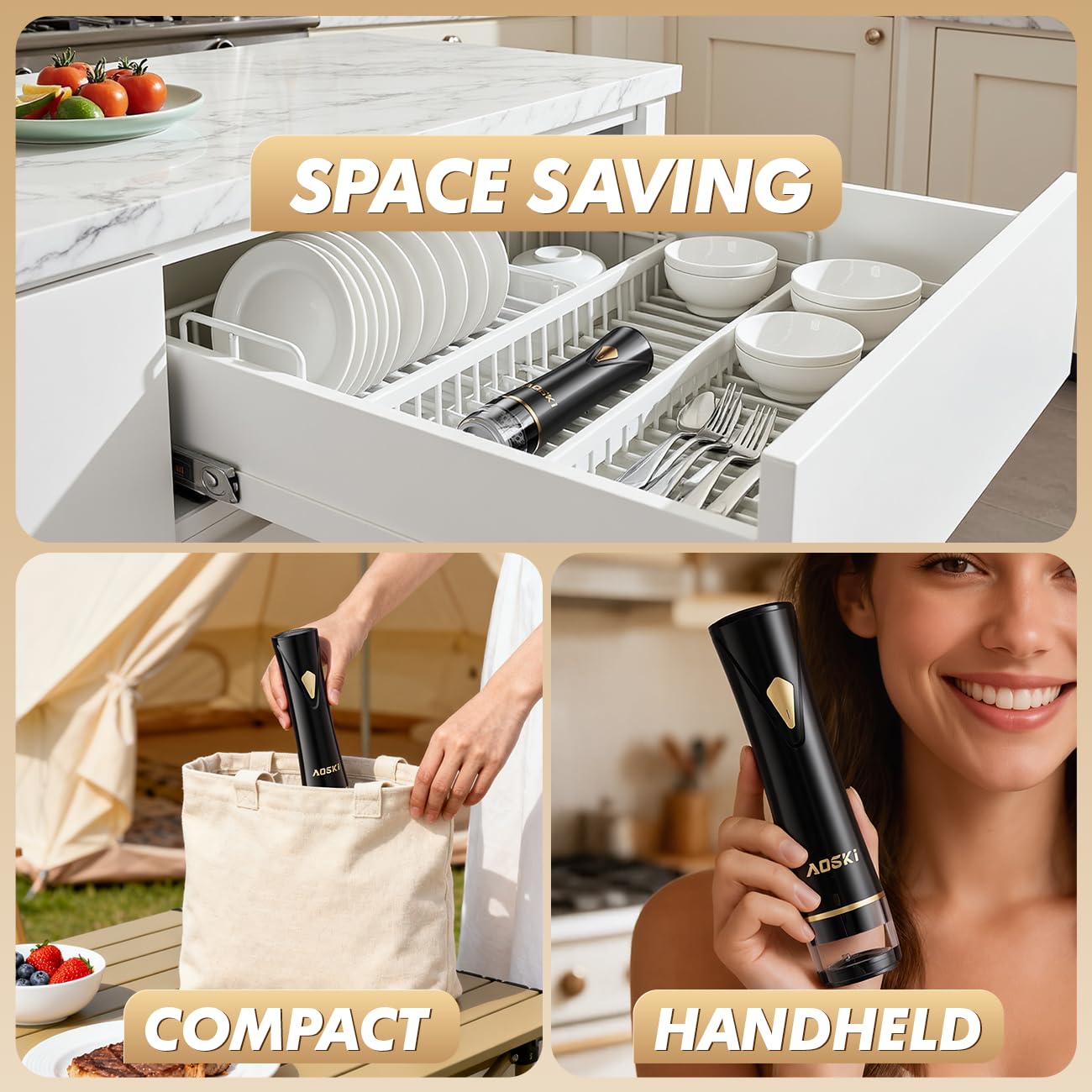 Vacuum Sealer Machine for Food Storage: Compact Food Sealer Saver 5X Fresh Longer, Handheld Detachable Water Tank, 10 PCS Vacuum Seal Bags…