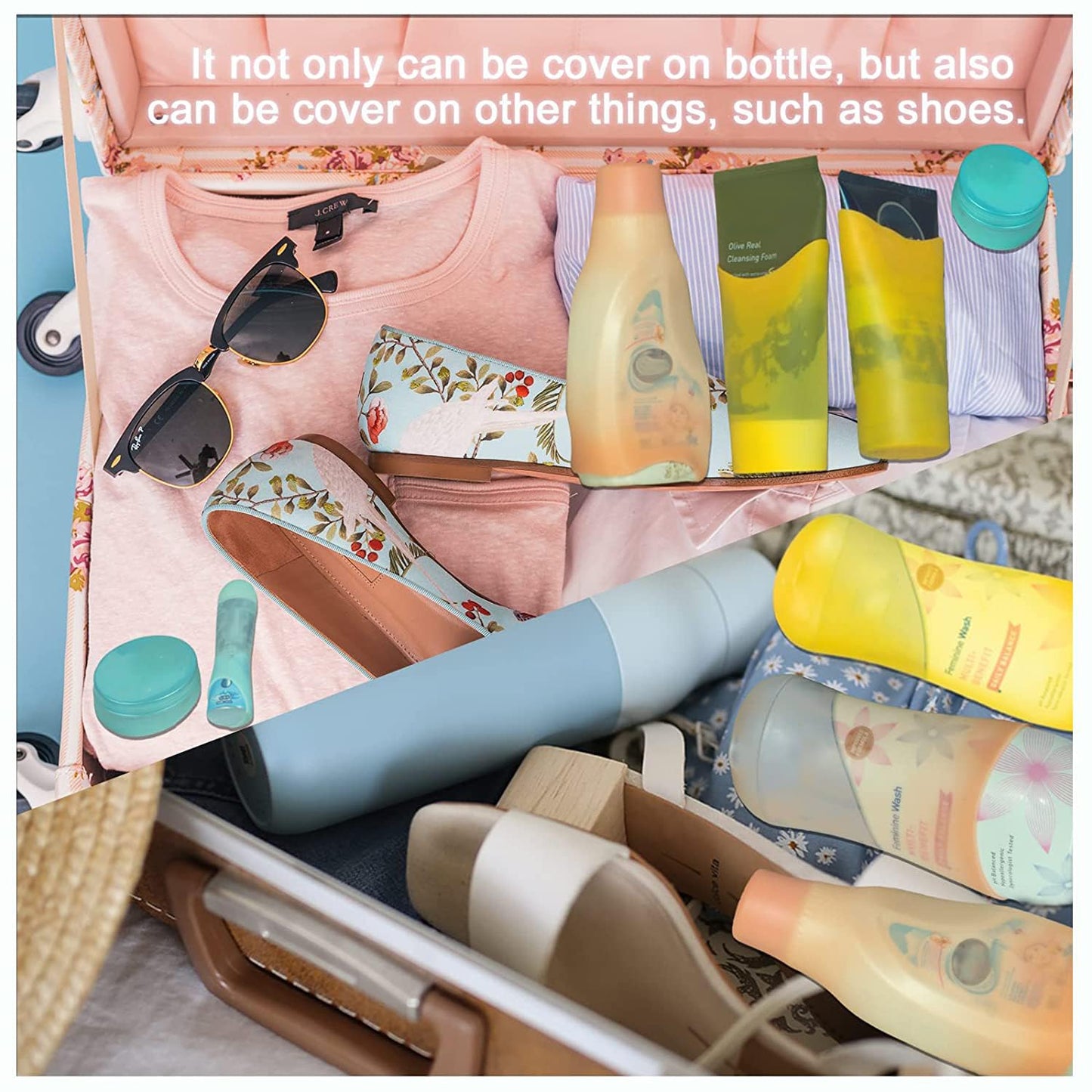 TRANOMOS 21 Pack Leak Proof Sleeves for Travel Container, Toiletry Covers for Leak Proofing in Luggage, Silicone Travel Bottles Leak Proof Tool Fits Beauty and Personal Care TRANOMOS