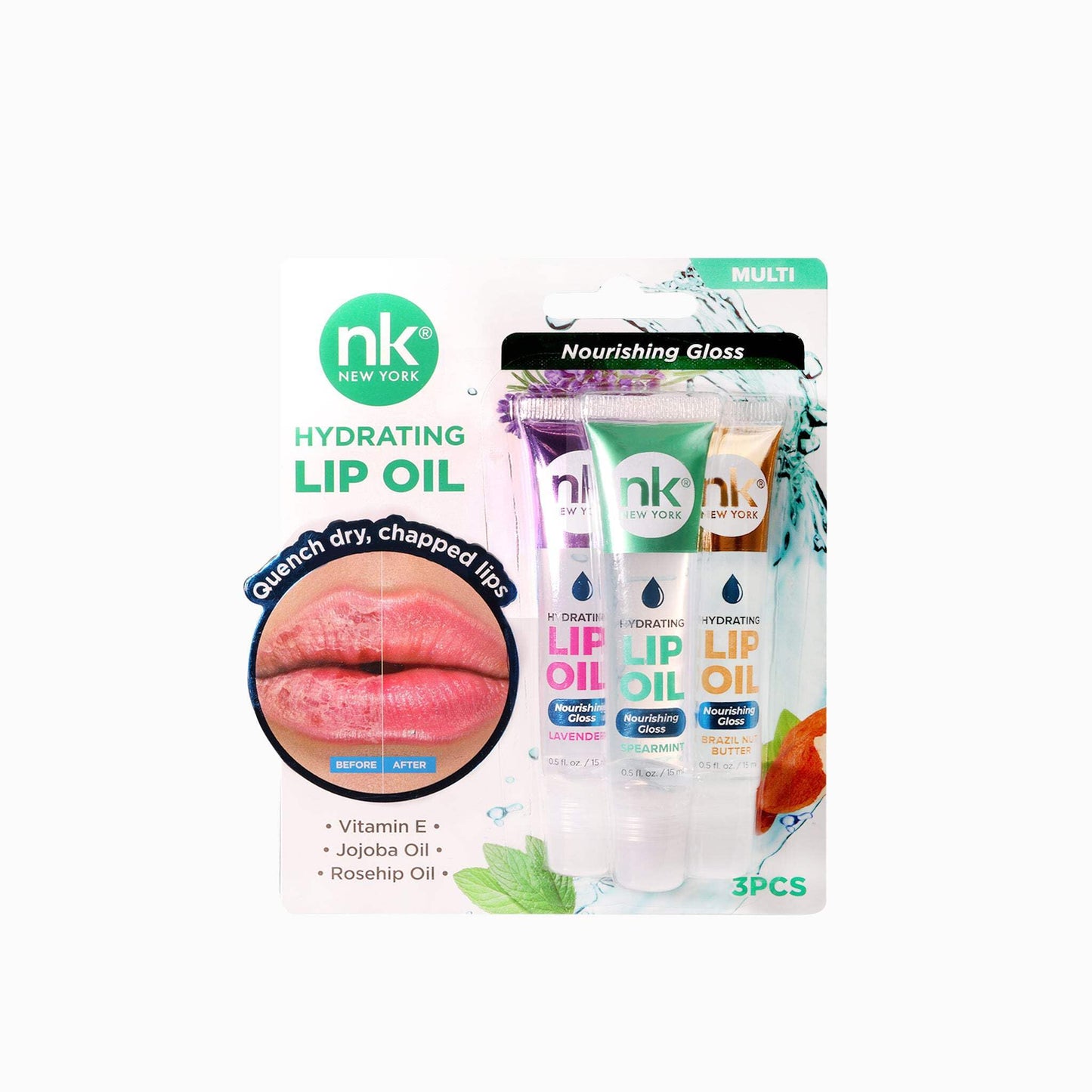 Nicka K New York Hydrating Lip Oil, Nourishing Gloss, Hydrate, Quench Dry Lips (MLTO03 Multi)
