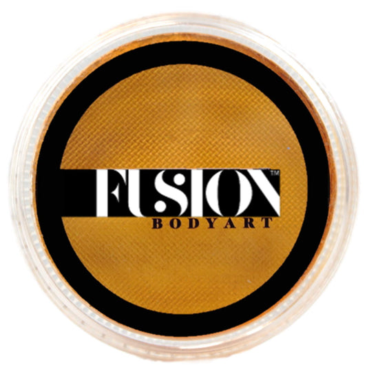 Fusion Body Art Pro Face Paint | Pearl Metallic Gold (32gm), Professional Quality Water Activated Shimmery Face and Body Paint Supplies Single