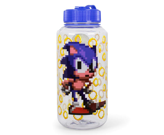 JUST FUNKY Sonic The Hedgehog Gold Rings Water Bottle | BPA-Free Large Plastic Water Jug With Screw Top Lid | Hydration For Outdoor Sports, Gym, Yoga