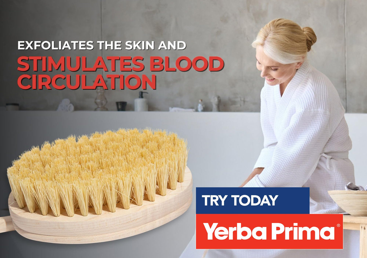 Yerba Prima Tampico Skin Brush for Exfoliation, Dry Brushing, and Blood Circulation with Natural Fiber Bristles and an All-Natural Maple Wood Handle