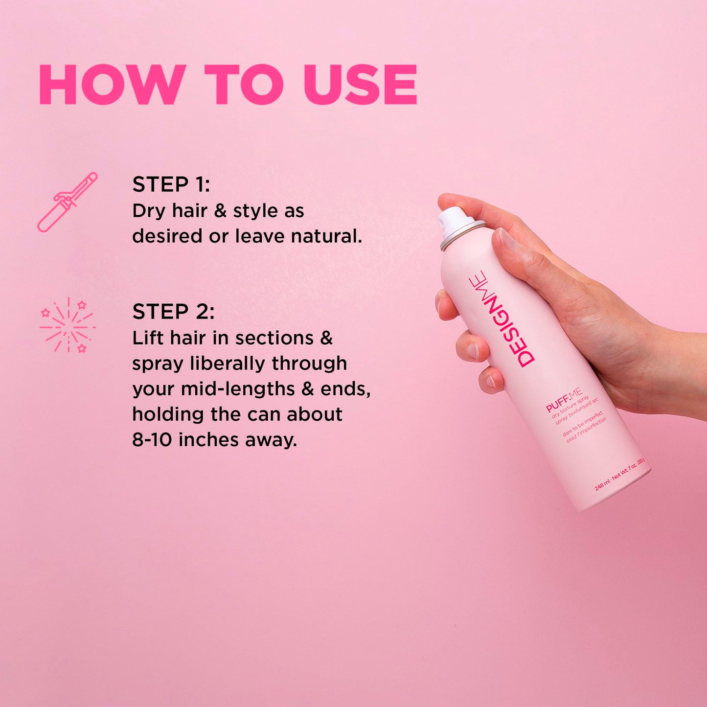 Design.Me PUFF.ME Volumizing Dry Texture Spray for Hair | Light Hold Hairspray for Straight or Wavy Hair | Color Safe Fine Hair Texture Spray | Beauty & Personal Care Design.Me