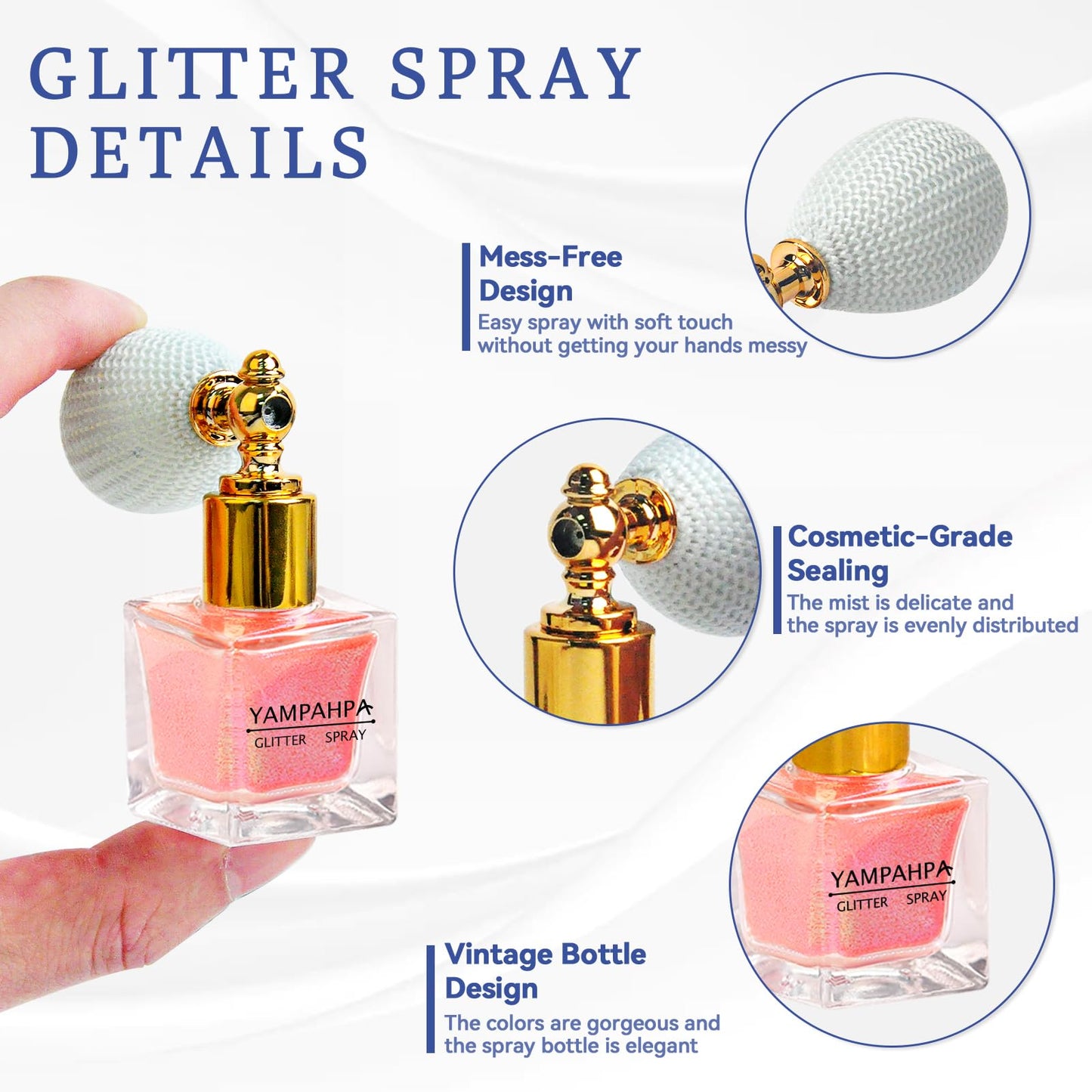 Body Glitter Spray, Pink Glitter Spray for Hair and Body, Include 1 Jar of Refills