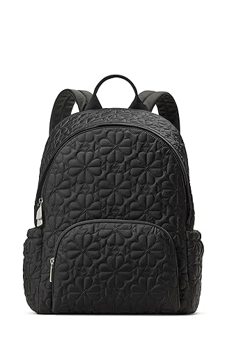 Kate Spade New York Womens Tilly Quilted Fabric Large Backpack, Black, One Size