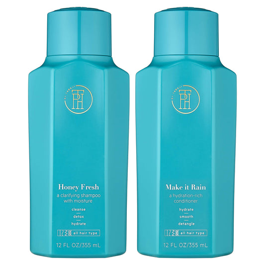 TPH BY TARAJI Cleanse Bundle | Make it Rain Hydrating Conditioner with Aloe & Honey and Honey Fresh Clarifying Shampoo for Buildup with Aloe, Honey |