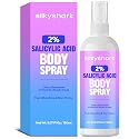 SilkyShark 2% Salicylic Acid Body Spray (5.07 Fl Oz), Back Acne Treatment Spray for Chest, Shoulders & Face, Body Acne Spray for Blackheads
