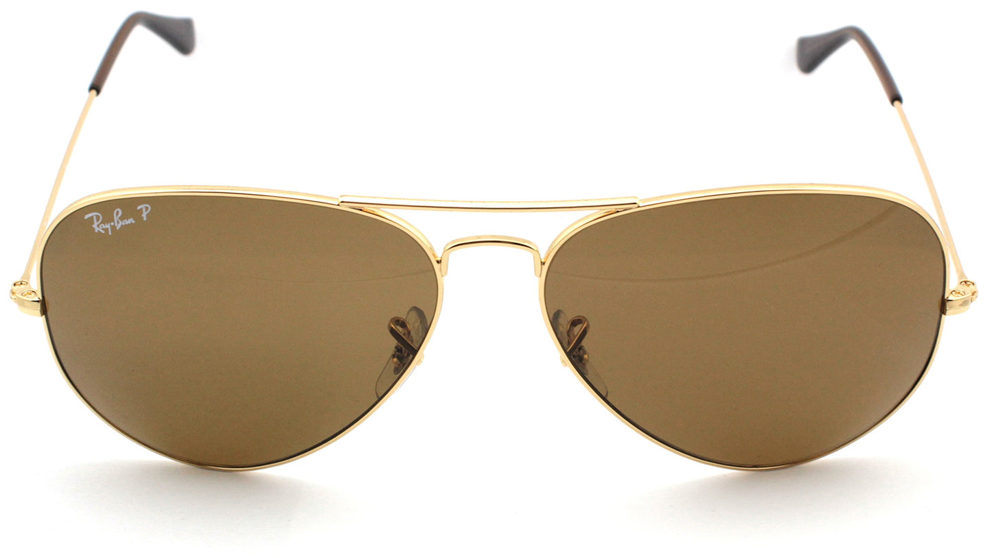 Ray-Ban RB3025 001/57 Unisex Aviator Sunglasses Polarized (Gold Frame/Brown Polarized Lens 001/57, 58), Medium
