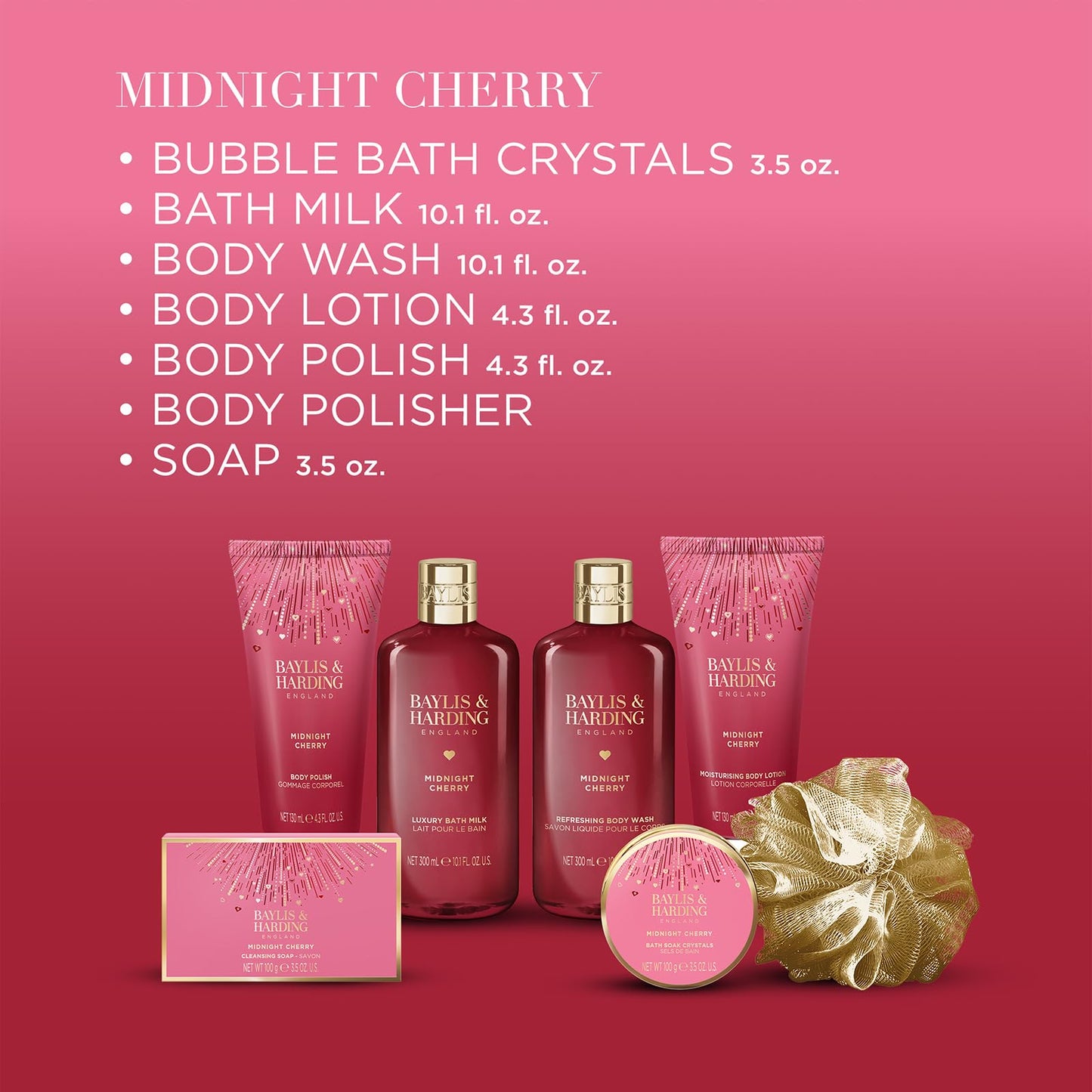 Baylis & Harding Midnight Cherry Luxury Pamper Gift Set For Women - Vegan Friendly Beauty & Personal Care Baylis & Harding