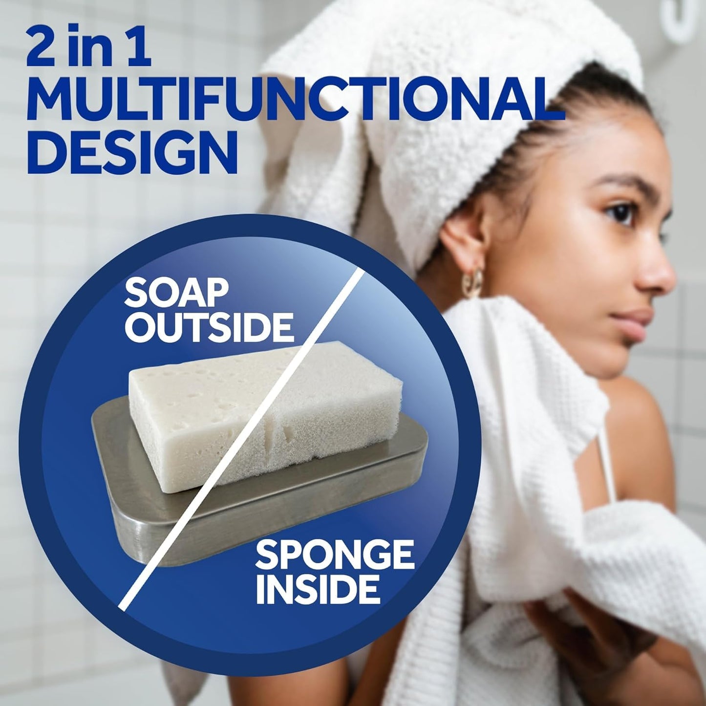 T.Taio Esponjabon Mother of Pearl Soap Sponge - Revitalizing Shower Scrubber for Bath Wash & Oil Removal - Bathroom Essentials with Fresh Scents