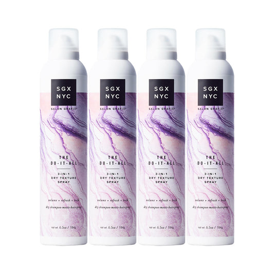 SGX NYC The Do It All 3-in-1 Dry Texture Spray - Versatile Dry Shampoo and Texture Spray for Refreshed Hair - Volumizing Hair Products - 4 pc