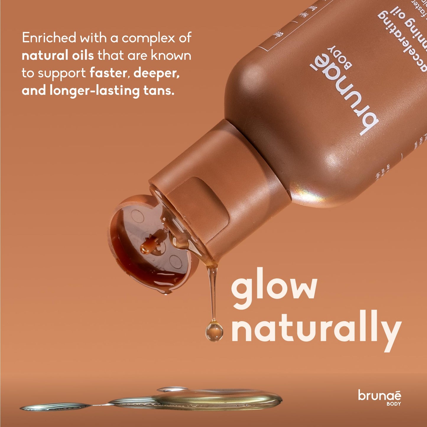 BRUNAE BODY® Dark Tanning Oil [FOR DARKER & FASTER TAN] - Accelerating Formula for Tanning Beds & Outdoor Sun - Tan Enhancer - 14+ Natural Oils