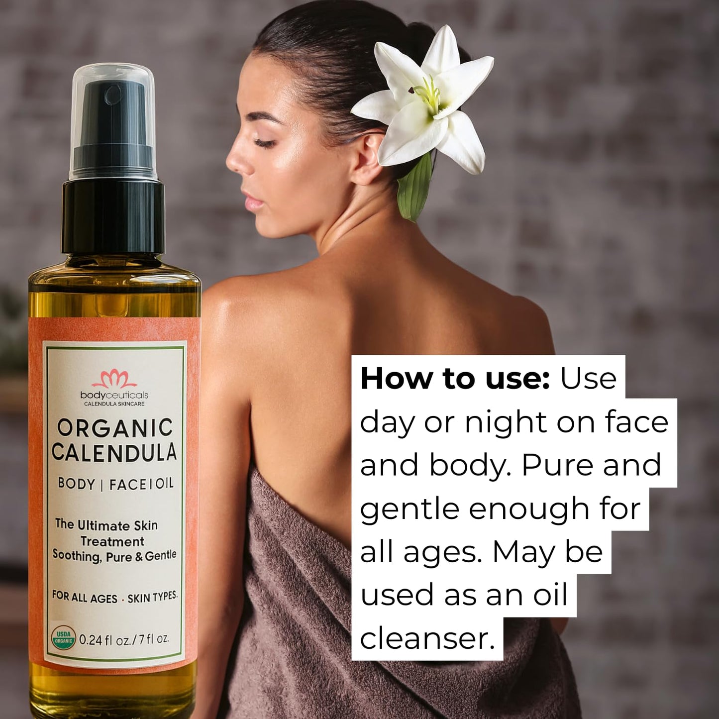 Bodyceuticals Organic Calendula Oil, Skincare Extract with Fresh Calendula Flowers and Olive, Moisturizing and Repairing, Vegan, Non-GMO, Kosher