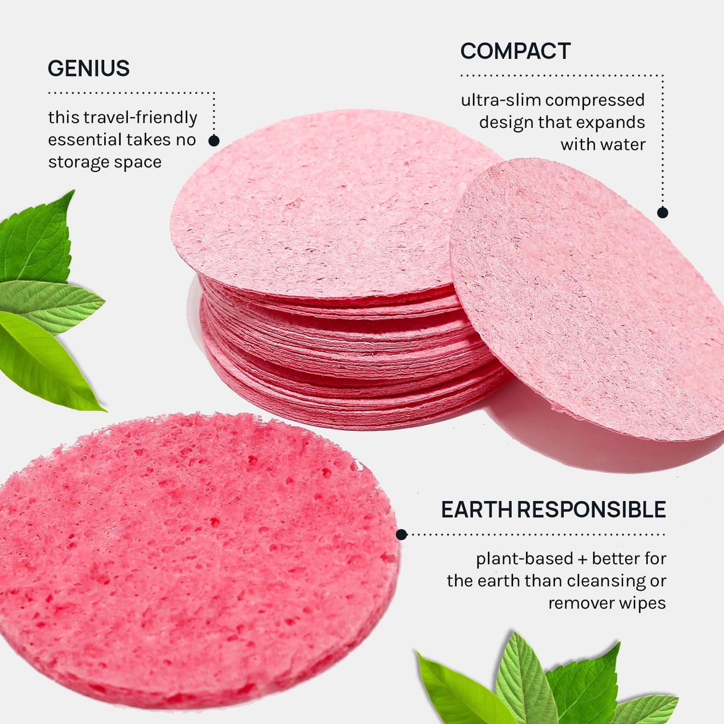 AOA Studio 50-Count Compressed Facial Sponges 100% Natural Cosmetic Spa Sponges for Facial Cleansing, Exfoliating Mask, Remove for Makeup, Dead Skin