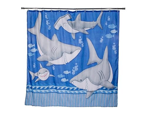 Borders Unlimited Fish 'N Sharks Under The Water Shower Curtains, Multi