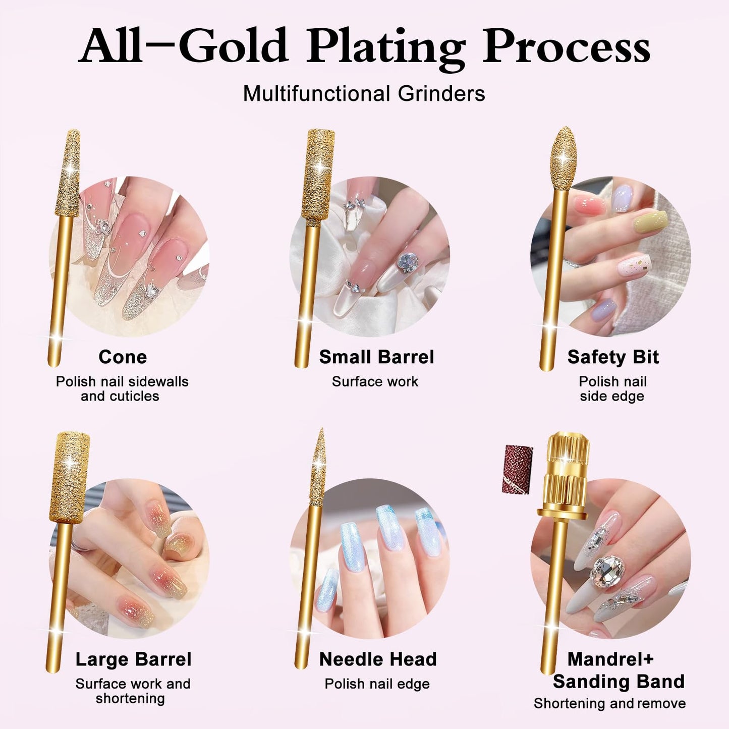 Alety Electric Nail Drill Kit - Portable File for Acrylic Gel Nails, Professional Machine Efile Manicure Pedicure Tools With Gold Drill Bits for Home Beauty and Personal Care Alety