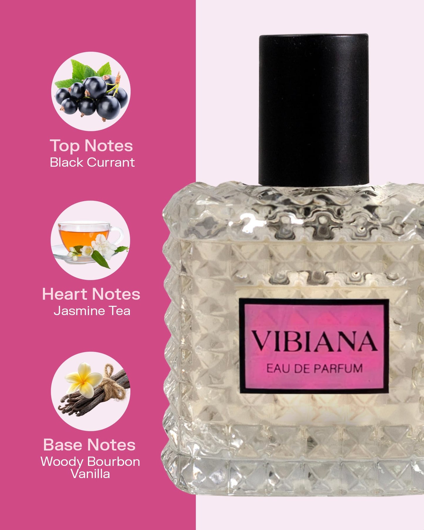 PB ParfumsBelcam Vibiana Eau de Parfum for Women - Warm Floral-Woody Perfume with Black Currant, Jasmine Tea & Bourbon Vanilla - Sweet Modern Fragrance Spray, Signature Everyday Scent, 3.4 Fl Oz