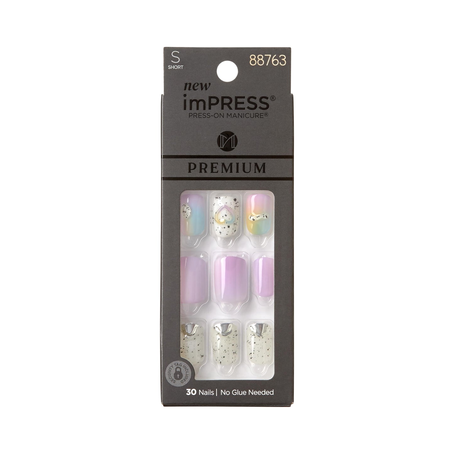 Kiss Impress Press-On Manicure Premium Collection Fake Nails - Sweet Life, Purple Jelly Squiggle, Short & Square, Easy To Apply, Super Hold, Chip Beauty & Personal Care imPRESS