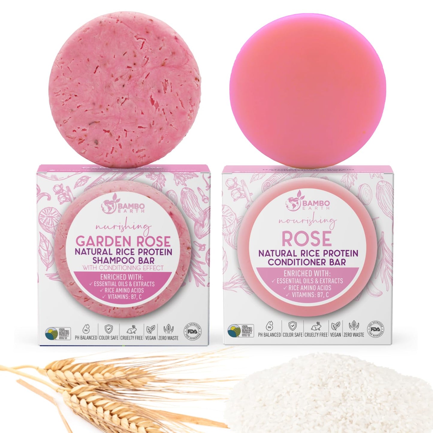 Solid Rice Protein Water Shampoo & Conditioner Hair Soap - Shampoo and Conditioner Bars For Hair With All Natural Plant Based Essential Oils And Zero