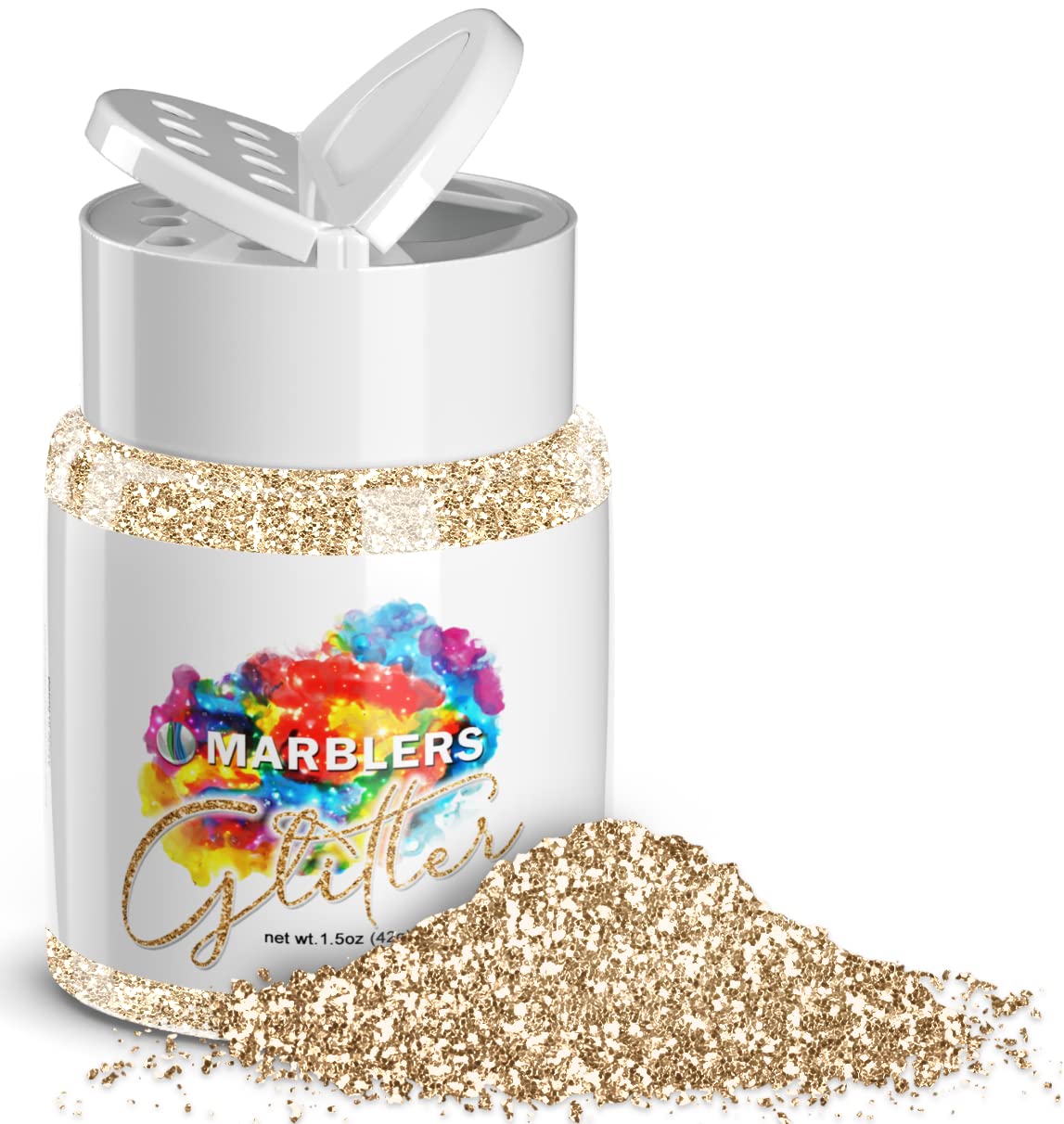 MARBLERS Twinkle Glitter [Silk Beige] 1.5oz (42g) | Fine | Non-Toxic, Vegan, Cruelty-Free | Face, Body, Eyeshadow, Hair, Festival, Party Makeup | Nail