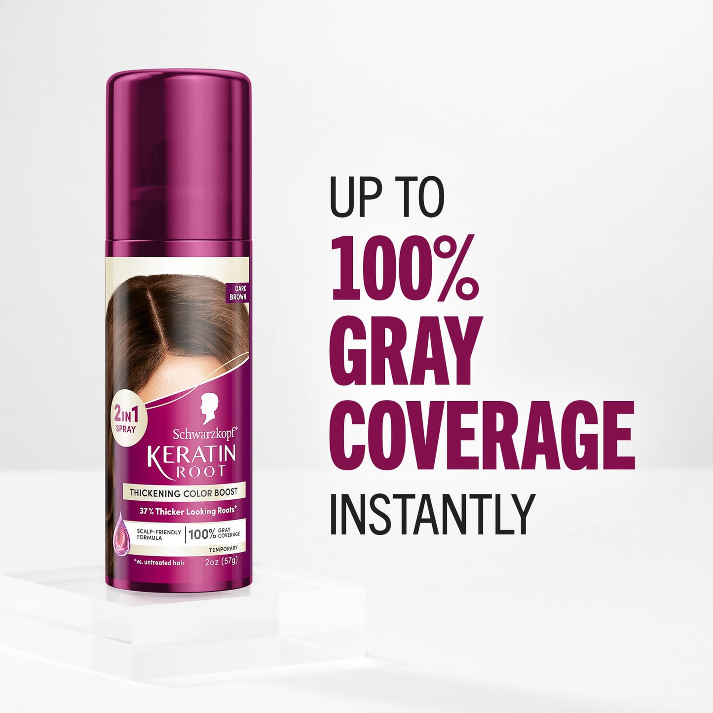 Schwarzkopf Keratin Root Temporary Hair Color Spray, Dark Brown, Instant Gray Coverage, Thicker, Fuller-Looking Roots, Easy-to-Use, No Ammonia, Low