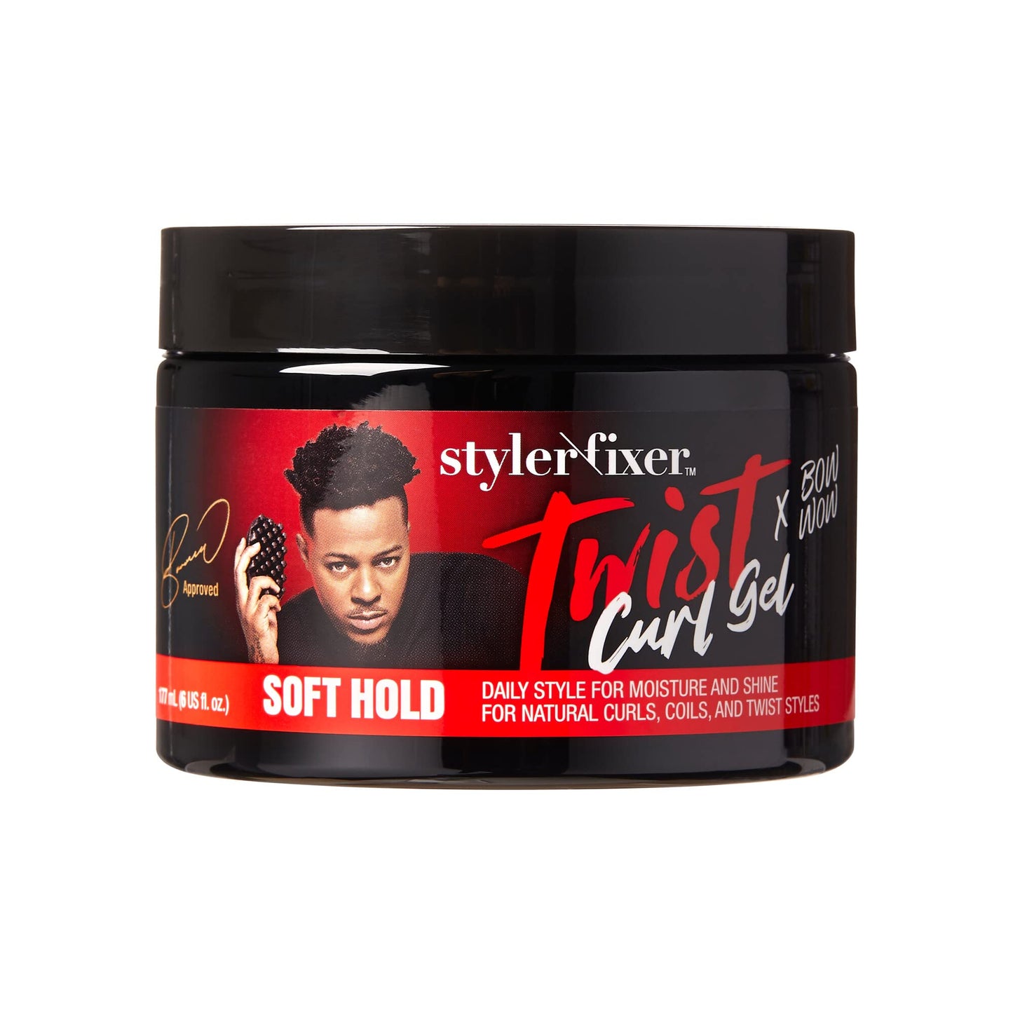 RED by Kiss X Bow Wow Styler Fixer Twist Curl Gel, Soft Hold for Afro Hair, Moisturizing with Coconut Scent, Ideal for 360 Waves & Twists, Nourished