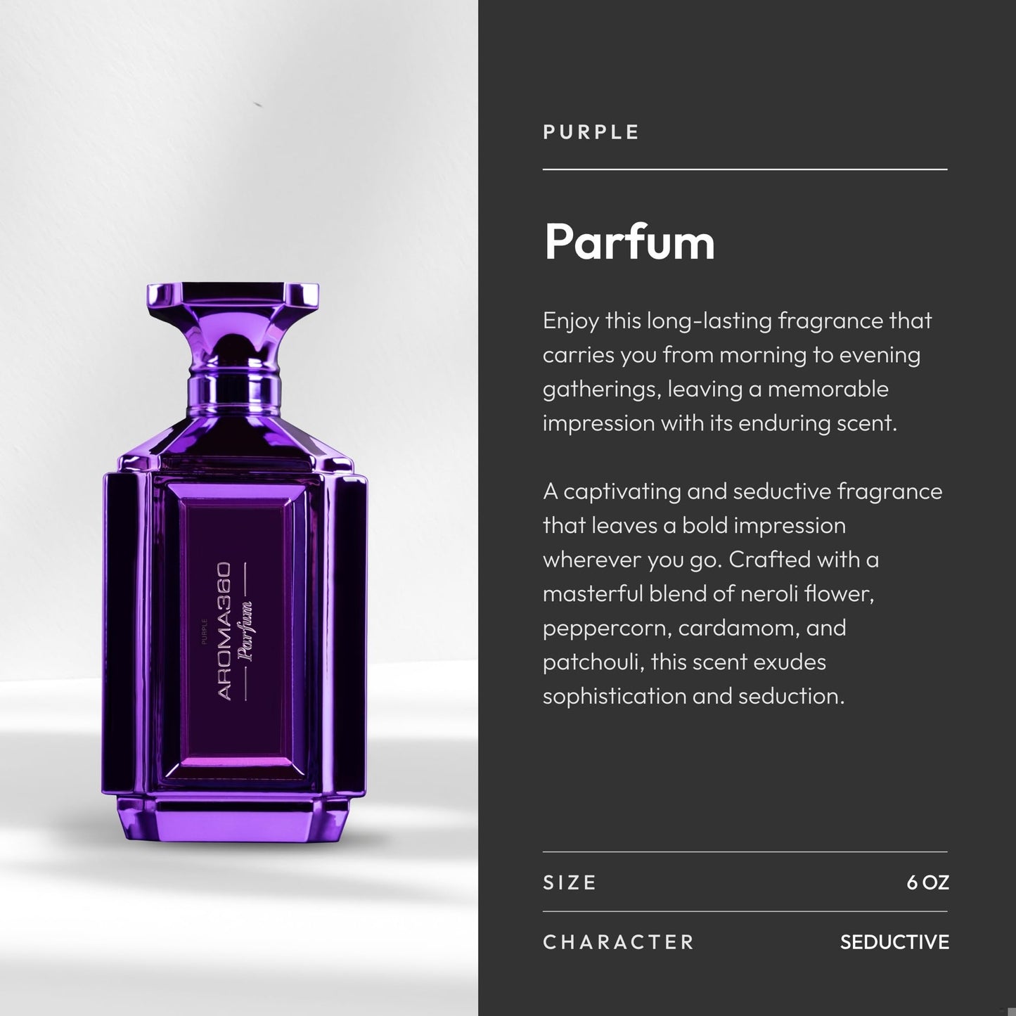 Aroma360 Women's Perfume - Luxurious Fragrance - Notes of Neroli Flower, Peppercorn & Amber - Purple, 200mL/6.7 fl oz