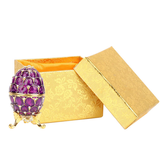Jewelry Storage Box, Enameled Easter Egg Vintage Style Jewelry Organizer Trinket Box Decoration Crafts 1.7*2.8in (Purple)