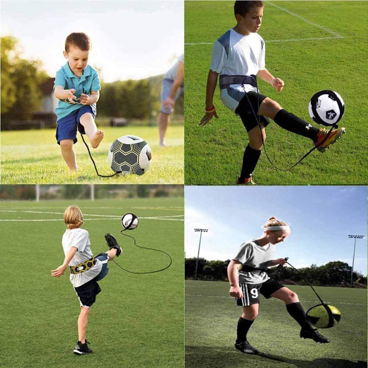 Xemz Kick Soccer Trainer, Adjustable Waist Belt Volleyball/Rugby/Football Trainer, Hand-Free Solo Soccer Trainers Practice Training Aid for Improve…