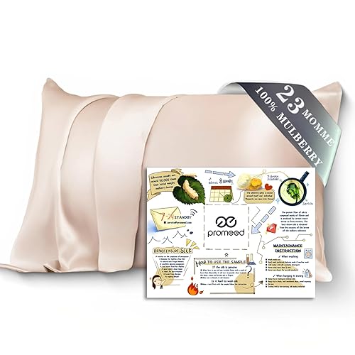 PROMEED 100% Mulberry Silk Pillowcase for Hair and Skin, Both Sides 23 Momme Grade 6A+ Silk Pillow Case with Hidden Zipper, 1400 TC, Soft & Smooth