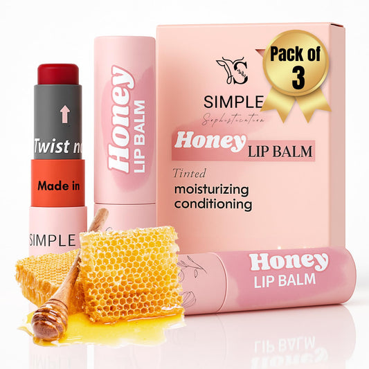 Natural Honey Lip Balm - 100% Grassfed Beef Tallow, Natural Raw Honey & Argan Oil - Ultra Moisturizing, Conditioning, Chemical Free - 3 Pack (3x0.15 Beauty and Personal Care Simple Sophistication