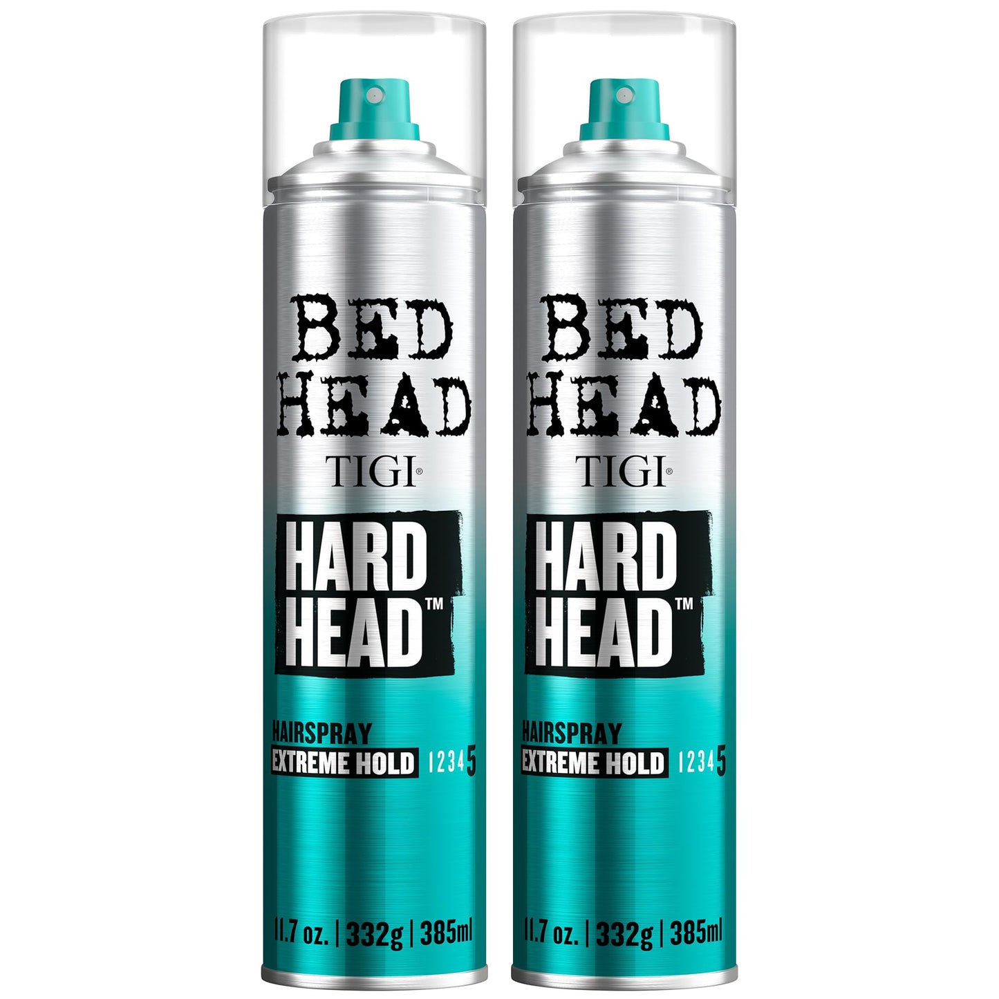 TIGI Bed Head Hard Head Hairspray 2-Pack - Extreme Hold Hairspray, Dries Instantly, Adds Shine, Vibrant Apple Scent, 11.7 Oz Ea
