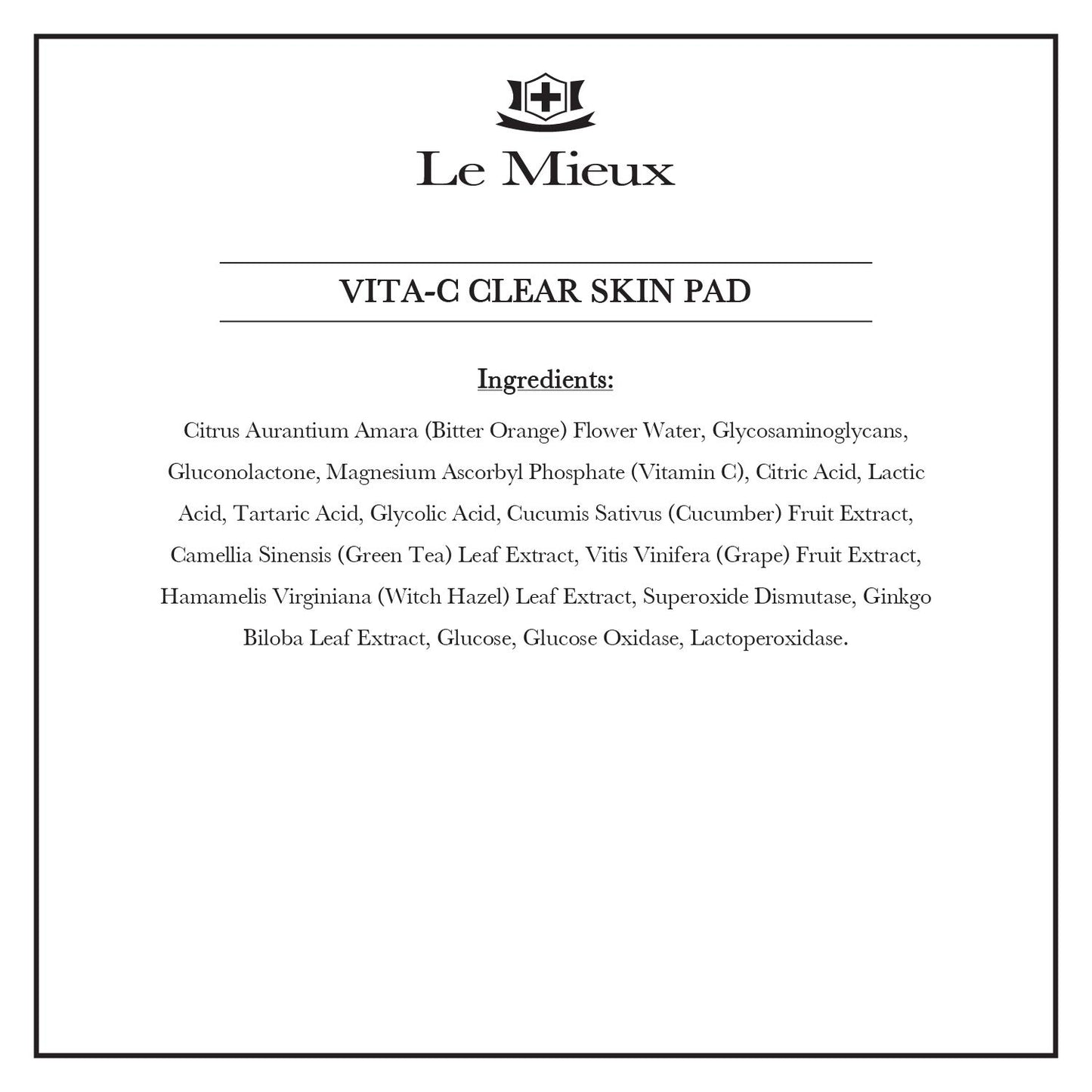 Le Mieux Vita-C Clear Skin Pad - Triple-Action Facial Exfoliant Pads with Glycolic Acid Pads & Antioxidant Vitamin C (2 oz / 30 pads)