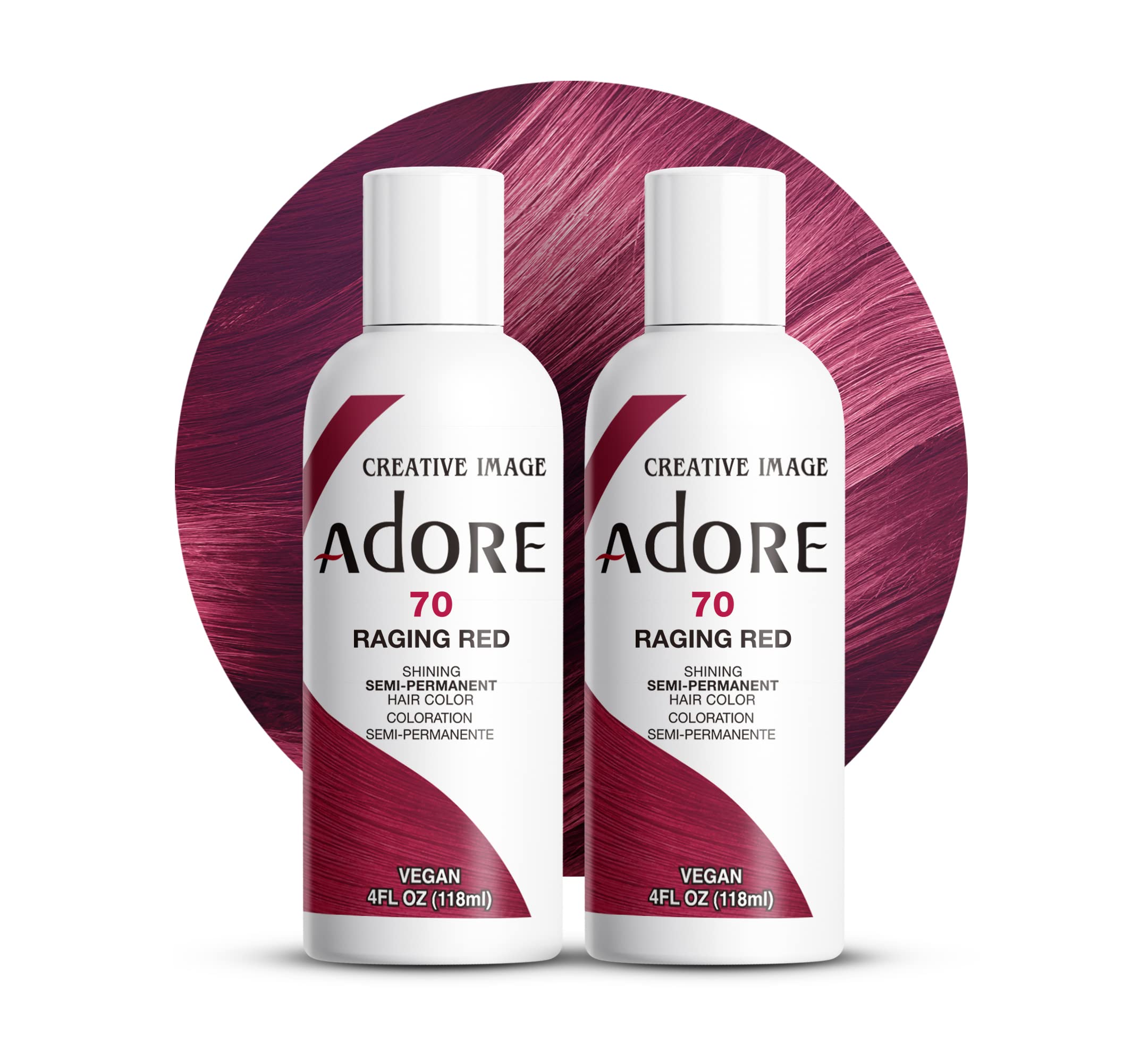 Adore Semi Permanent Hair Color (070 Raging Red) (2 Pack) | Vegan ...