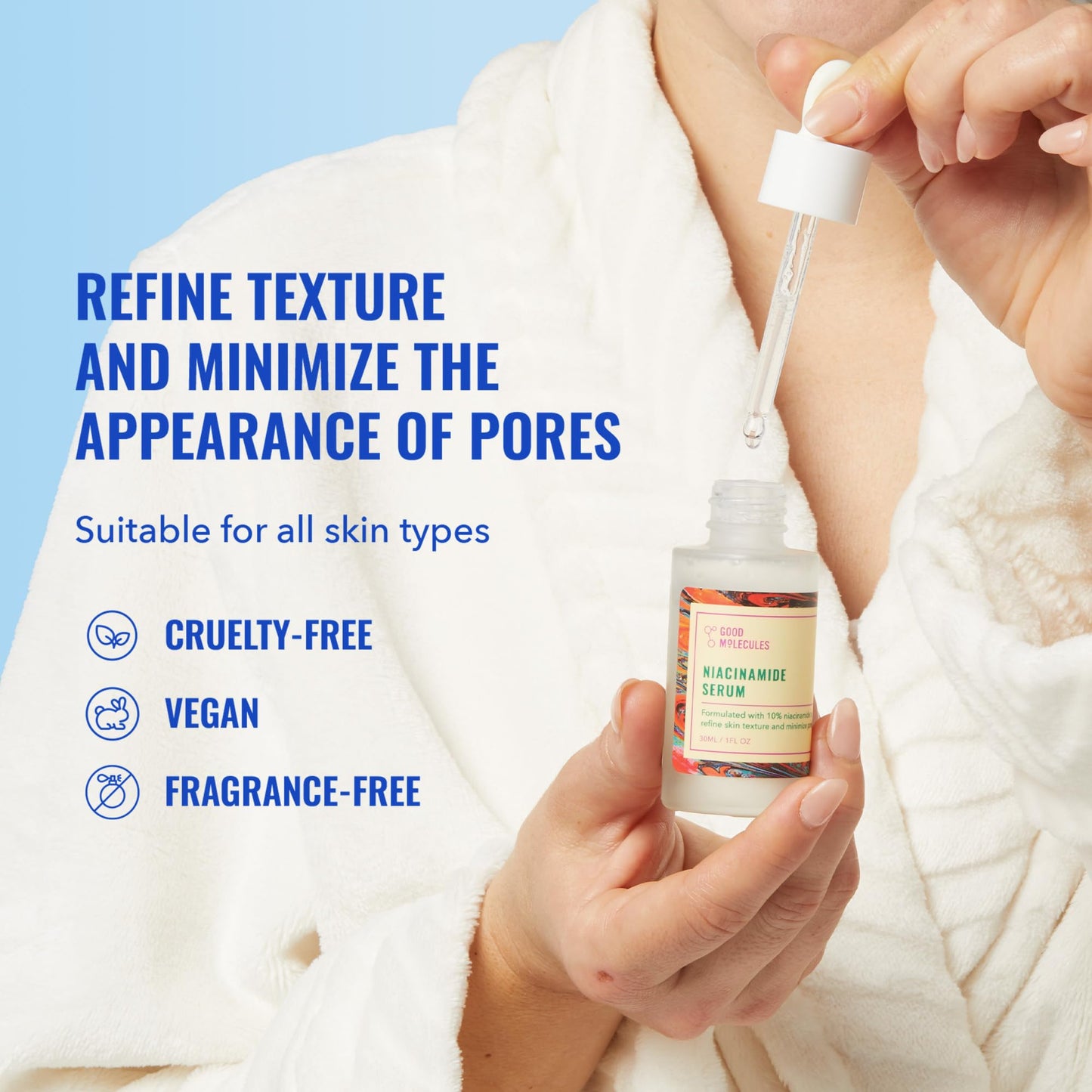 Good Molecules Niacinamide Serum - 10% Niacinamide to Target Blemishes, Nourishment, and Skin Tone - Ultra Hydrating Serum and Brightening Skin Care