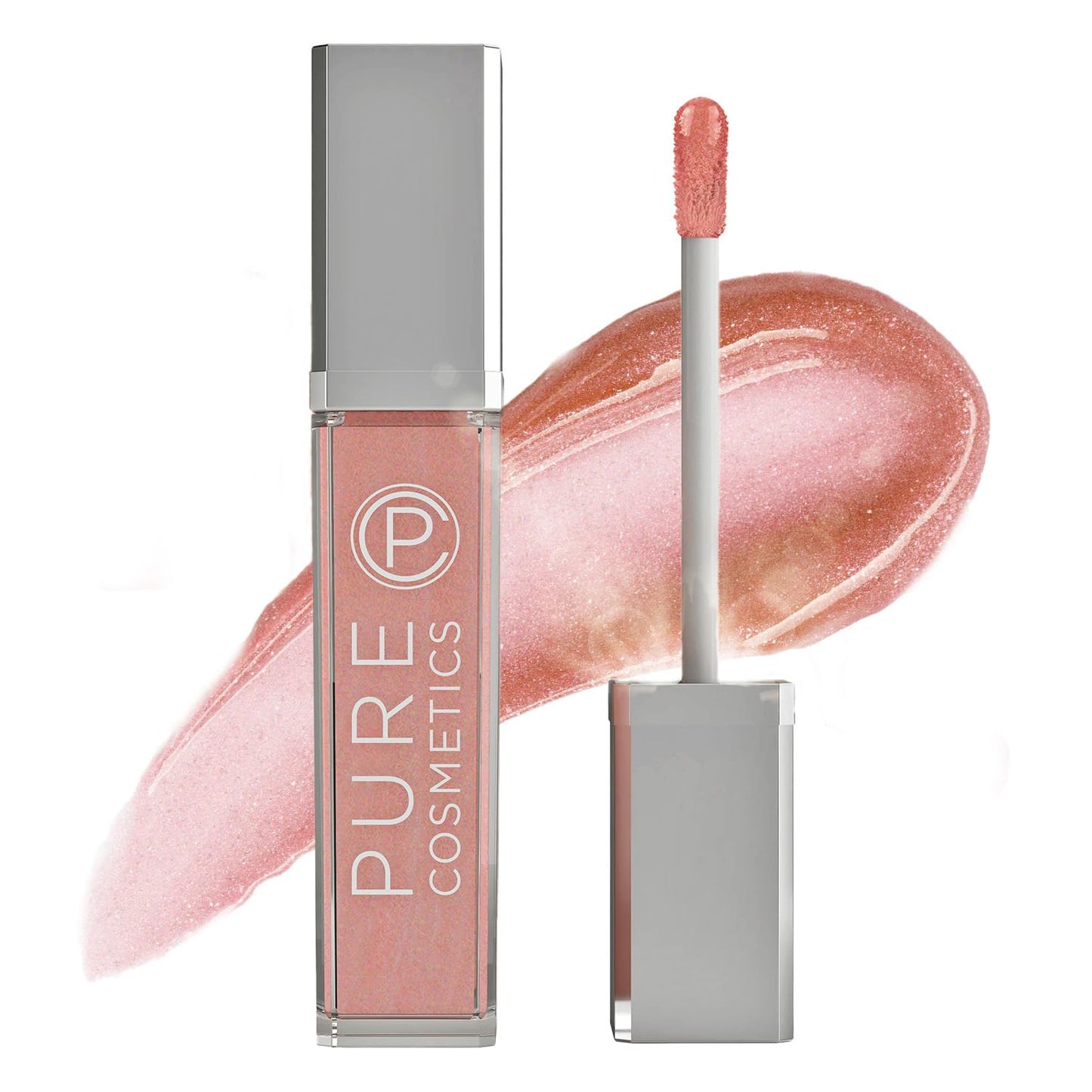 Pure Illumination Light-Up Lip Gloss with LED-Lit Applicator Brush + Side Mirror, Non-Sticky, Moisturizing Hydrating Lip Glosses with Lanolin, Jojoba
