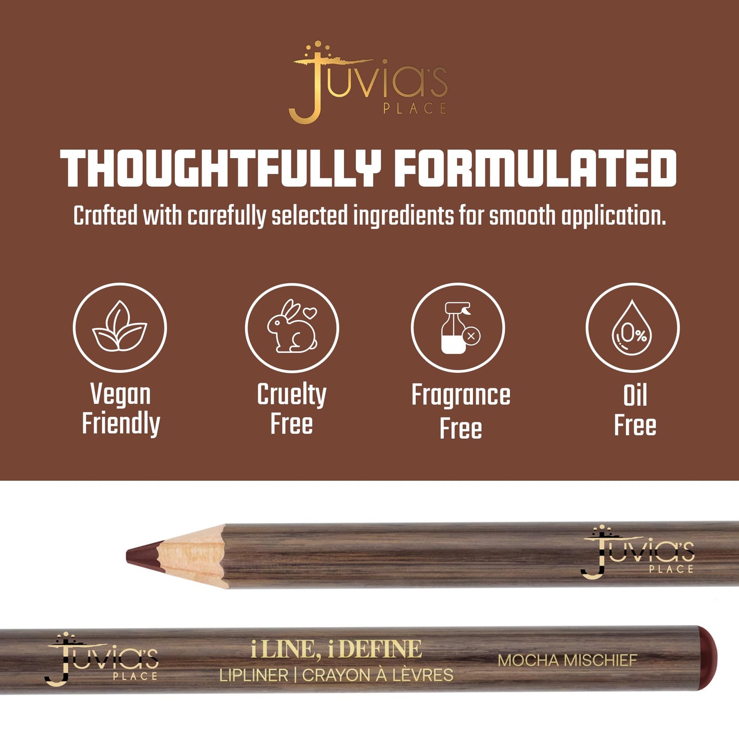 Juvia's Place I Line I Define Lip Liner - Mocha Mischief - Long-Lasting Lip Liner with Hydrating Formula, Smooth Glide, Sharpenable Pencil for Precise Beauty & Personal Care Juvia's Place