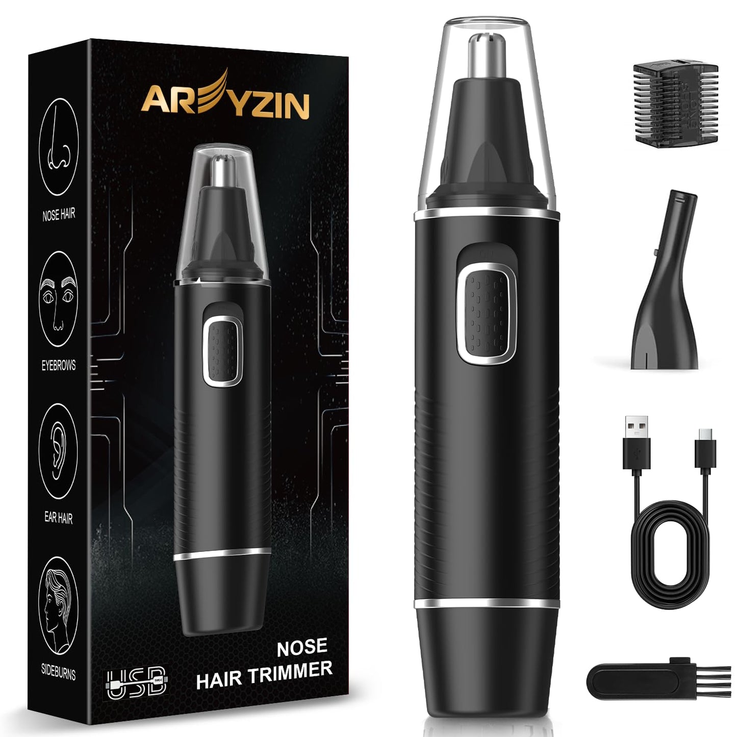 AREYZIN Nose Hair Trimmer for Men,Rechargeable Ear and Nose Trimmer,Professional Eyebrow & Facial Hair Trimmer,Sliver Beauty and Personal Care AREYZIN Default Title